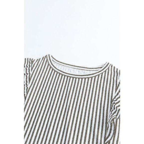 Azura Exchange  Gray Crew Neck Ruffled Striped Tank Top - Picture 11 of 15